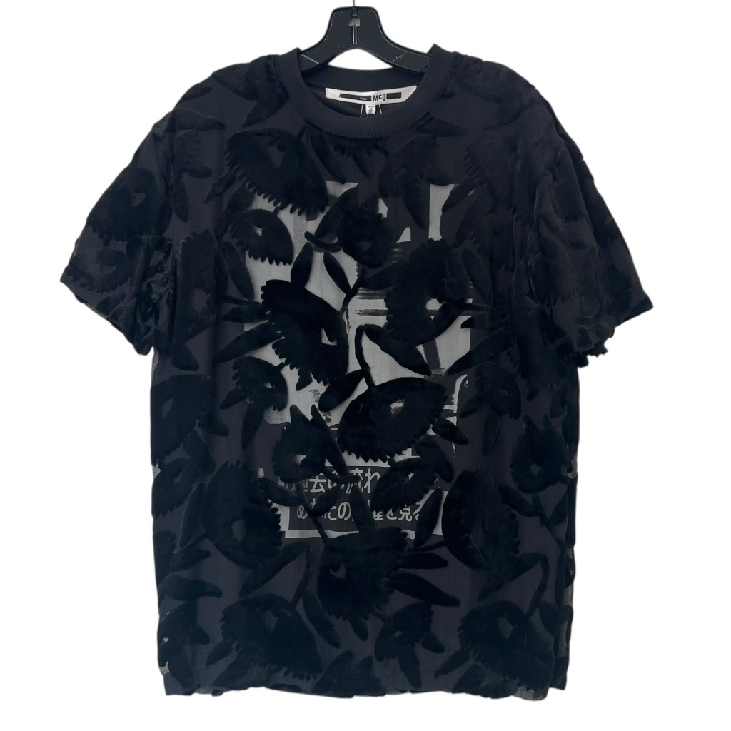 Nwt Mcq Alexander Mcqueen 2017 Black Velvet Floral T-Shirt Men's Size Large